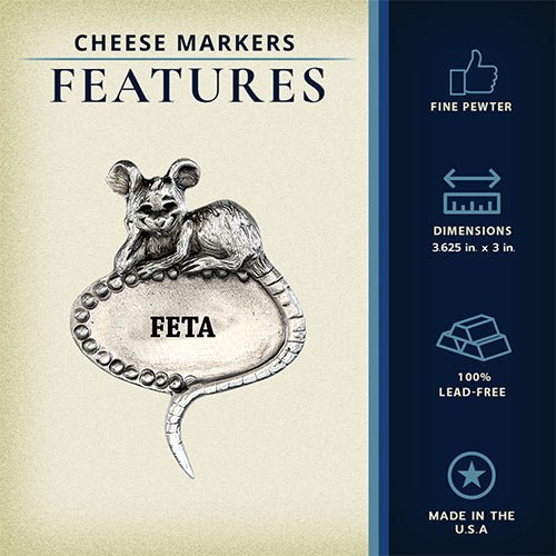 Cheese Marker Set of 4 Feta, Goat, Smoked & Pepper Jack Cheese Label