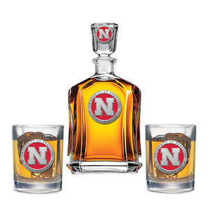 University of Nebraska Capitol Decanter with 2 Glasses