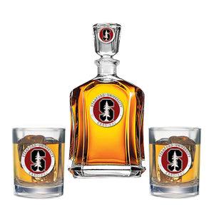 Stanford University Capitol Decanter with 2 Glasses