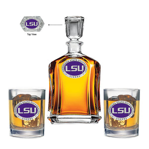 Louisiana State University Capitol Decanter with 2 Glasses
