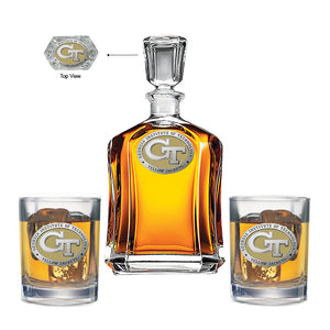 Georgia Tech GT Logo Capitol Decanter with 2 Glasses
