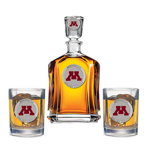 University of Minnesota Capitol Decanter with 2 Glasses