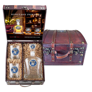 University of Kentucky Capitol Decanter and 2 Glasses with Chest Box