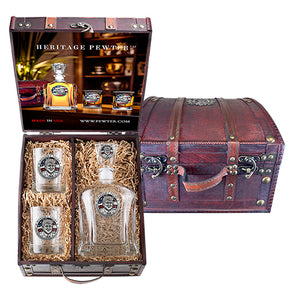 Donald Trump w/ Flag Capitol Decanter and 2 Glasses with Chest Box