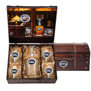 University of Mississippi "Ole Miss" Blue Logo Capitol Decanter Chest Set