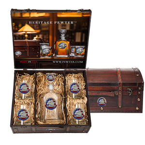 America's 250th Anniversary Eagle Head with Flag Capitol Decanter Chest Set