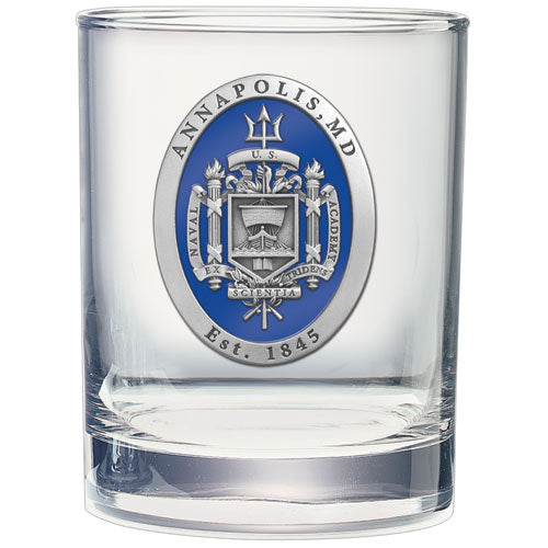 UNITED STATES NAVAL ACADEMY CREST OLD FASHIONED GLASS Heritage