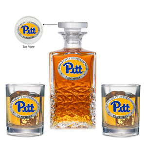 University of Pittsburgh Heritage Decanter with 2 Glasses