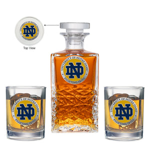 University of Notre Dame Heritage Decanter with 2 Glasses