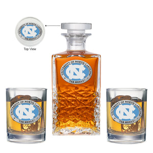 University of North Carolina Heritage Decanter with 2 Glasses
