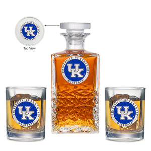 University of Kentucky UK Logo Heritage Decanter with 2 Glasses