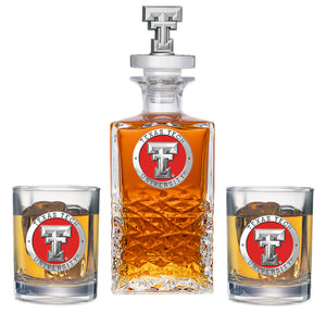 Texas Tech University Heritage Decanter with 3D Top & 2 Glasses
