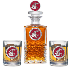 Washington State University Heritage Decanter with 3D Top & 2 Glasses