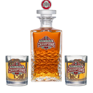 2024-25 Ohio State Football Championship Heritage Decanter with 3D Top & 2 Glasses