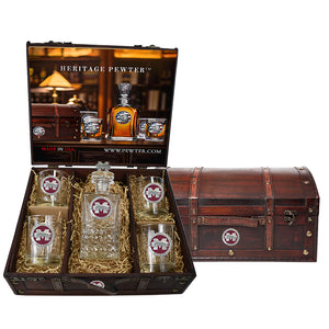 Mississippi State University Bulldogs "M" Logo Heritage Decanter w/ 3D Top Chest Set