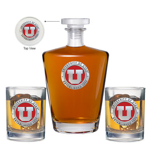 University of Utah Royal Decanter with 2 Glasses