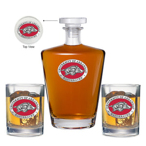 University of Arkansas Royal Decanter with 2 Glasses