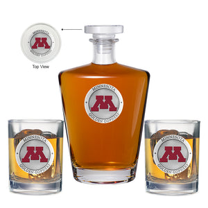 University of Minnesota Royal Decanter with 2 Glasses
