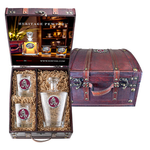 Arizona State University Sparky Royal Decanter and 2 Glasses w/ Chest Box