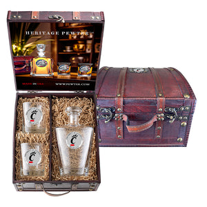 University of Cincinnati Royal Decanter and 2 Glasses w/ Chest Box