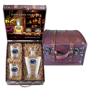 Penn State Royal Decanter and 2 Glasses with Chest Box