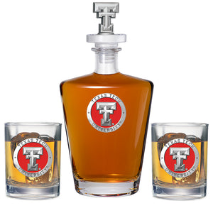 Texas Tech University Royal Decanter with 3D Top & 2 Glasses