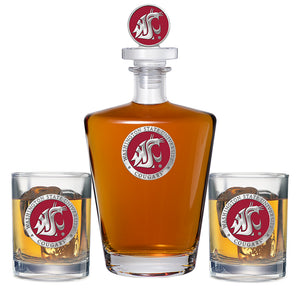 Washington State University Royal Decanter with 3D Top & 2 Glasses