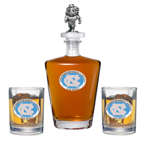 University of North Carolina Royal Decanter with 3D Top & 2 Glasses