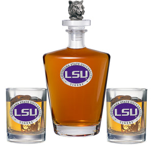 Louisiana State University Royal Decanter with 3D Top & 2 Glasses