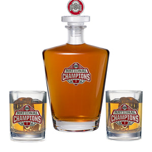 2024-25 Ohio State Football Championship Royal Decanter with 3D Top & 2 Glasses