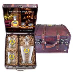 Appalachian State University Royal Decanter with 3D Top and 2 Glasses w/ Chest Box