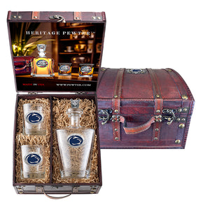 Penn State Royal Decanter with 3D Top Cougar and 2 Glasses w/ Chest Box