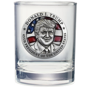 Donald Trump w/ Flag Double Old Fashioned Glass