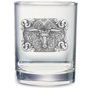 Longhorn, Western, Double Old Fashioned Glass