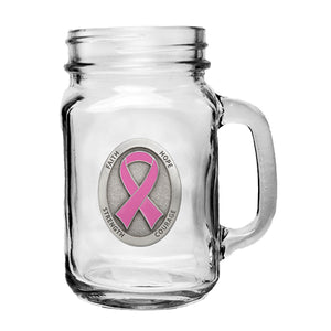 Pink Ribbon Mason Jar Mug