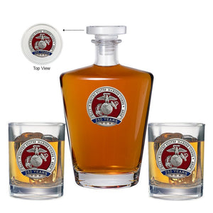 250th Anniversary Marine Corps Royal Decanter with 2 Glasses - Heritage Metalworks, Inc.