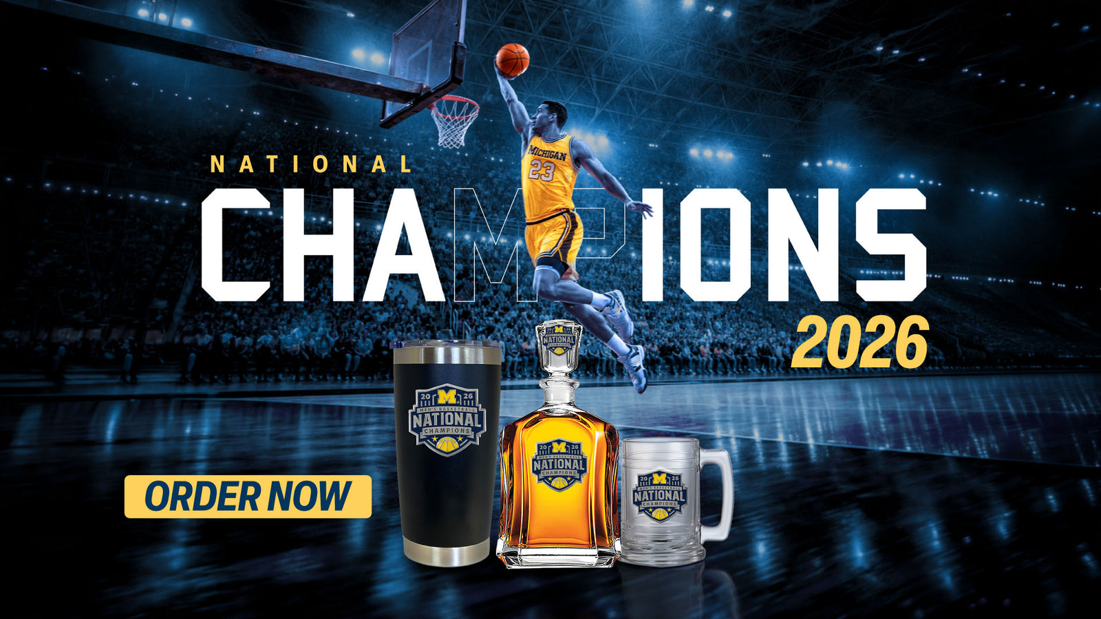2026 Michigan Basketball Champions Double Old Fashioned Glass
