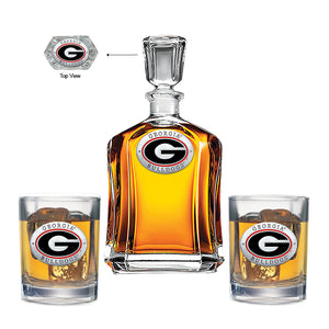 University of Georgia Capitol Decanter with 2 Glasses