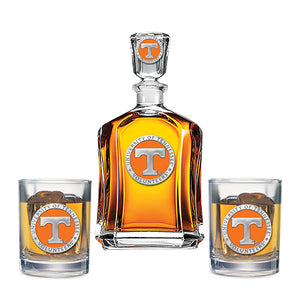 University of Tennessee Capitol Decanter with 2 Glasses