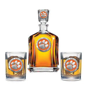 Clemson University Capitol Decanter with 2 Glasses