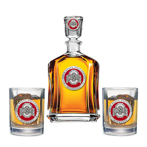 Ohio State University Capitol Decanter with 2 Glasses