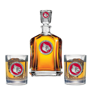 University of Louisville Capitol Decanter with 2 Glasses