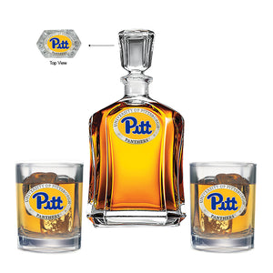 University of Pittsburgh Capitol Decanter with 2 Glasses