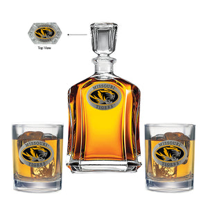 University of Missouri Capitol Decanter with 2 Glasses