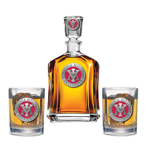 Virginia Military Institute Capitol Decanter with 2 Glasses