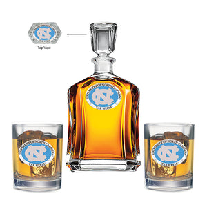University of North Carolina Capitol Decanter with 2 Glasses