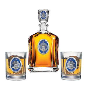 United States Naval Academy Crest Capitol Decanter with 2 Glasses