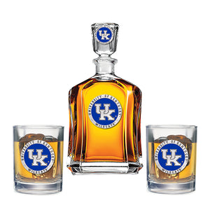 University of Kentucky UK Logo Capitol Decanter and 2 Glasses
