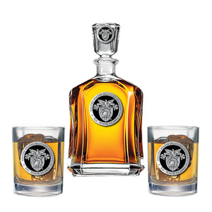 United States Military Academy Crest Capitol Decanter with 2 Glasses
