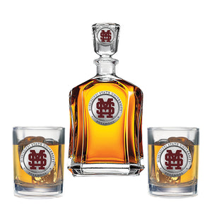 Mississippi State Baseball Logo Capitol Decanter with 2 Glasses